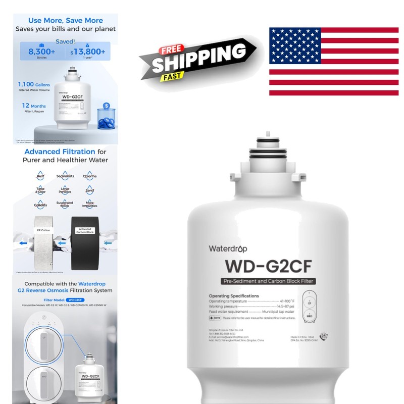 G2CF Filter Replacement for G2 G2P600 G2MNR Reverse Osmosis System 12 Life