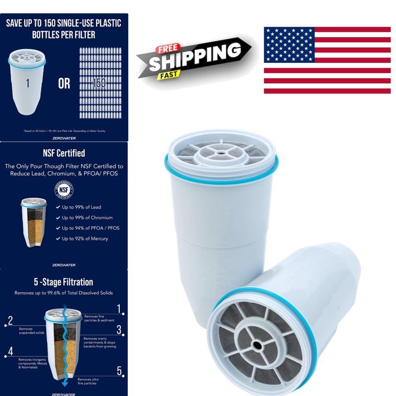 Versatile Replacement Filters 2 Pack Fits Most Pitchers and Water Dispensers