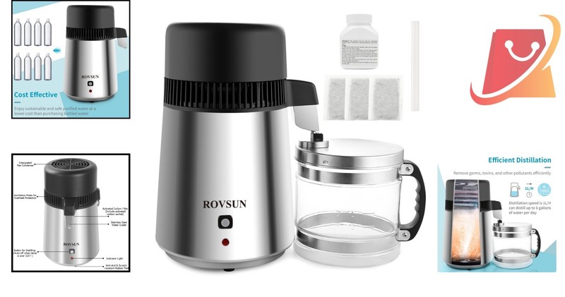 Stainless Steel Water Distiller 4L 750W Home Countertop Purifier Auto Shut Off gallery