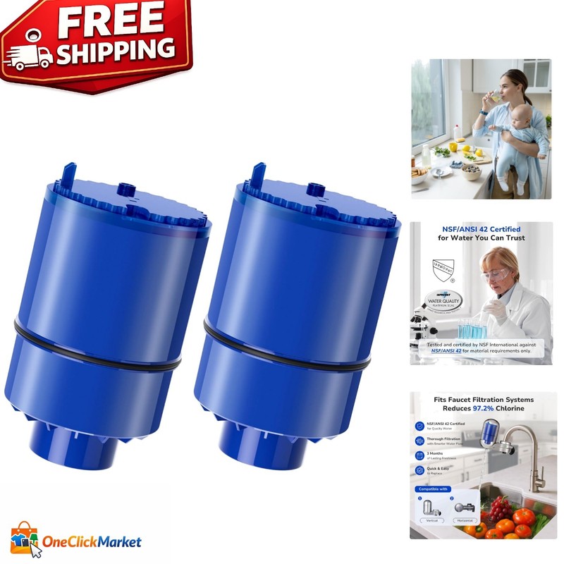 PURPLUS Faucet Filter Replacement – 2-Pack, Reduces 99% Impurities, Easy Install