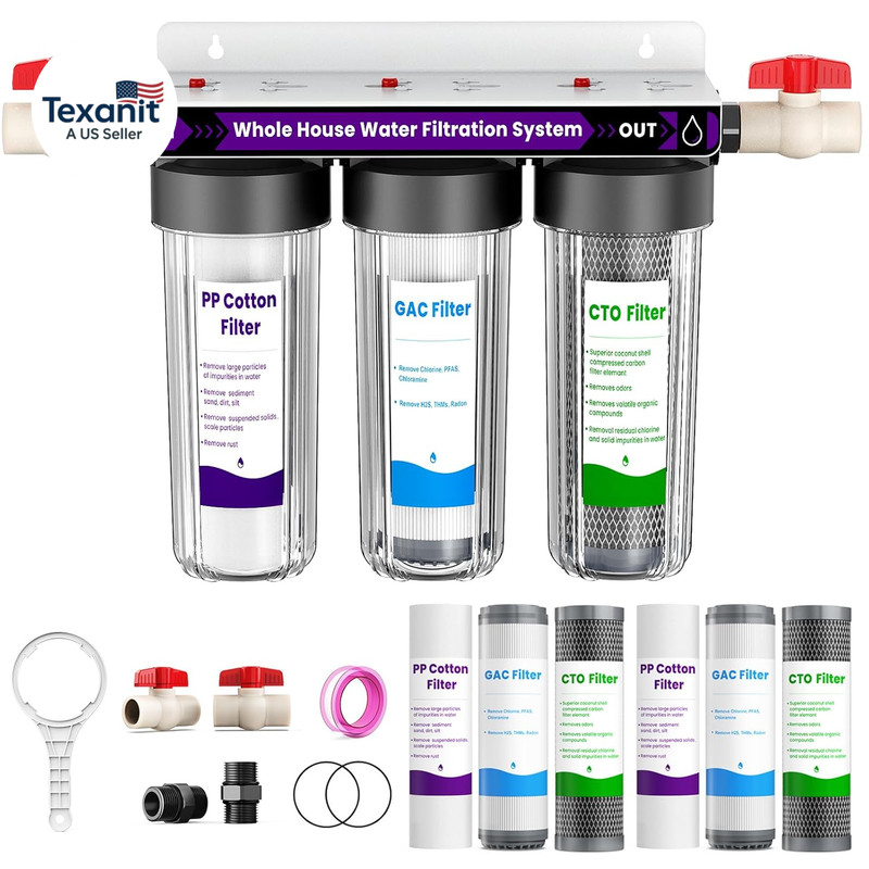 Whole House Water Filter System, 3-Stage Home Water Filtration System Highly Red