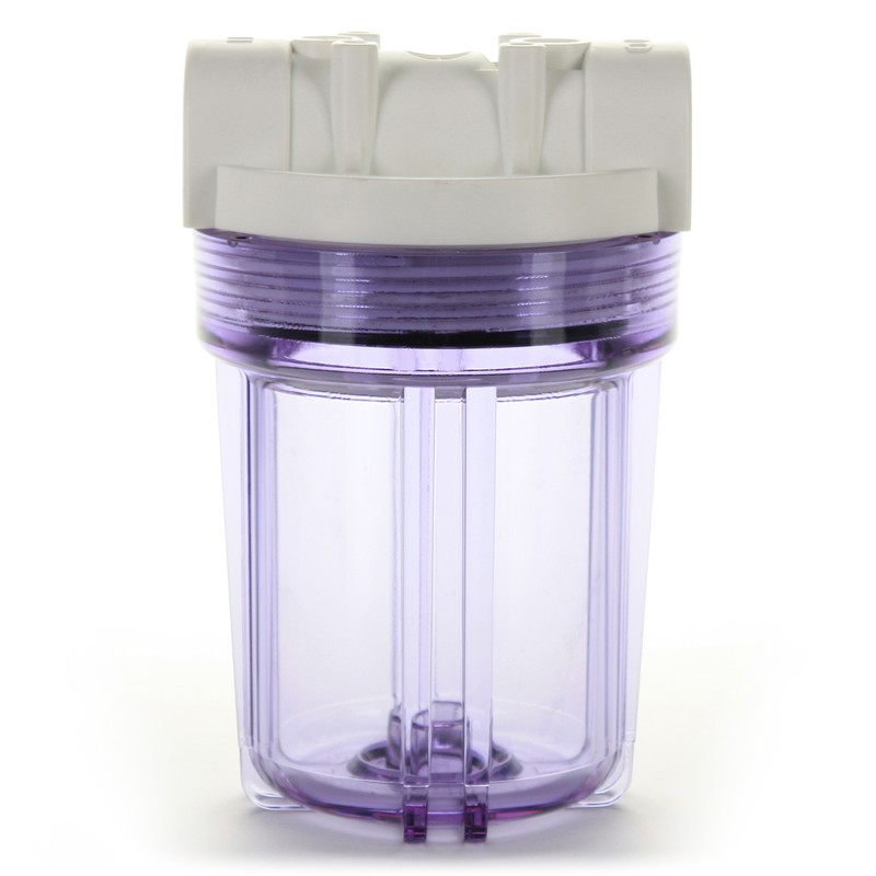 Hydronix 5″ Clear Housing w/ White Rib Cap, RO & Filtration Systems, 1/2″ Ports