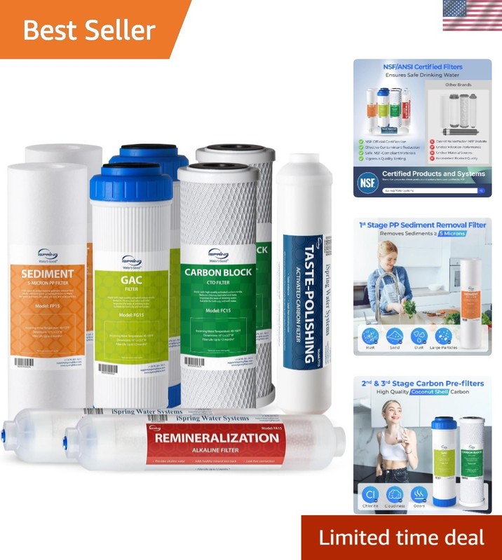 Filtration Pack of 9: 1- NSF Certified Alkaline Filter for 6-Stage RO Units