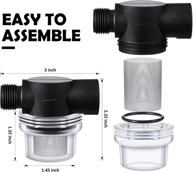 2 Pcs Water Pump Strainer Filter Set Include Twist on Pipe Filter and Extra 50 M gallery