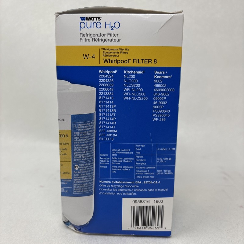Watts Pure H2O Whirlpool Refrigerator Filter 8171413 Kitchenaid, Sears & Kenmore gallery