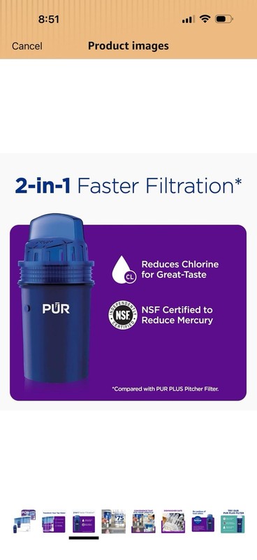 PUR 30-Cup Filter Jug Water Dispenser, Carbon Filter, Blue/White/Clear gallery