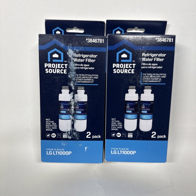 4 PACK Project Source 3846781 L-5-2 Refrigerator Water Filter fits LG LT1000P