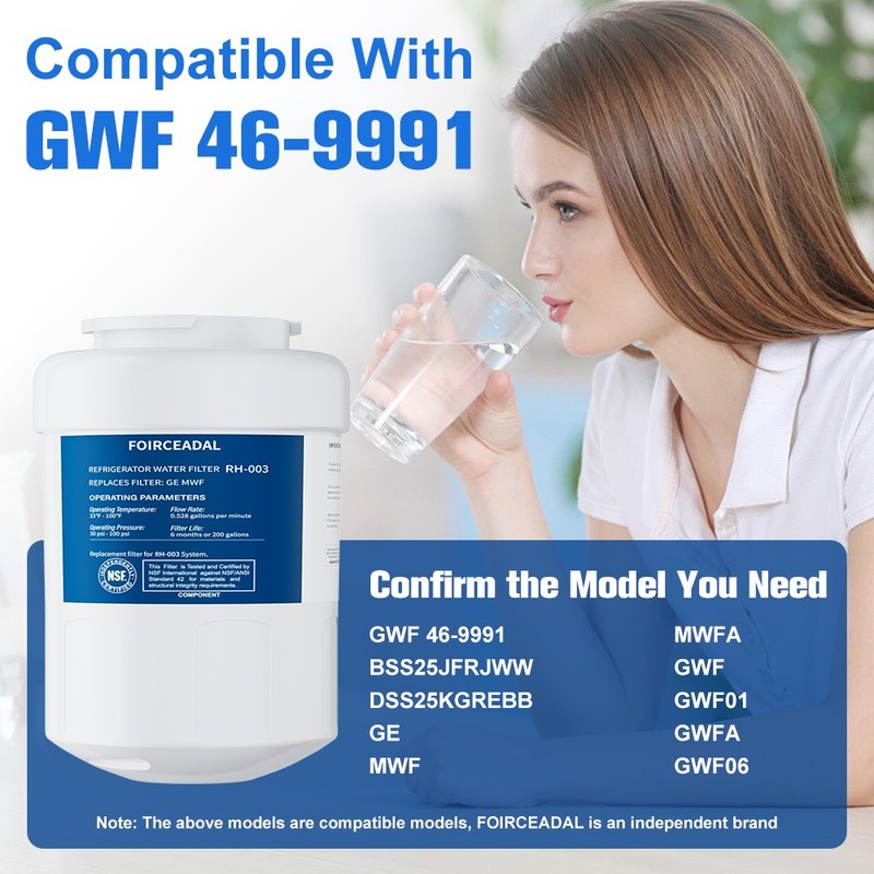 2/4pack Fit for GE SmartWater MWF MWFP GWF HWF 46-9991 Refrigerator Water Filter gallery