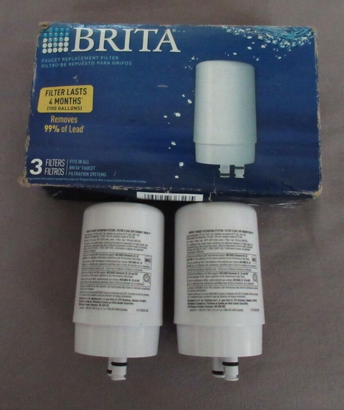 2 Pack BRITA WHITE Faucet Replacement Filters Each Lasts 4 Months (100 Gallons)
