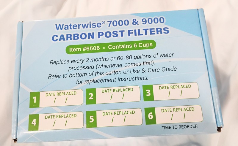 WATERWISE 7000 & 9000 Certified Carbon Post Filters Item 6505 5 Cups Coconut NOB