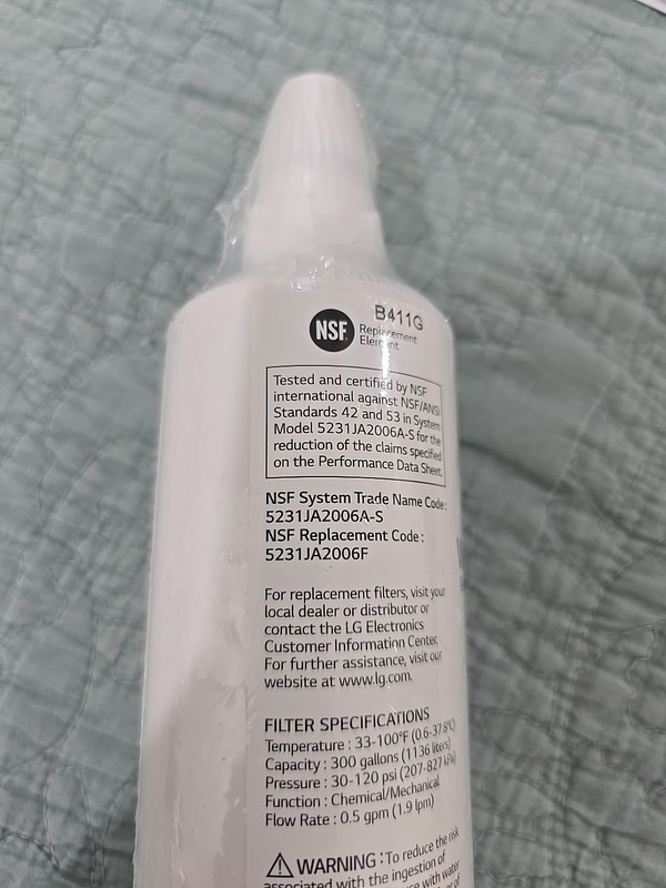 NEW LG Water Filter Replacement Cartridge LT600P/PC/PCS 5231JA2006F gallery
