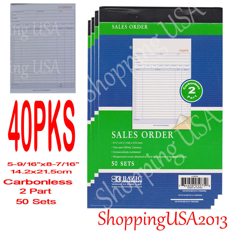 40 Pieces 2 Part Carbonless Sales Order Books Receipt Form Invoice 50 Set
