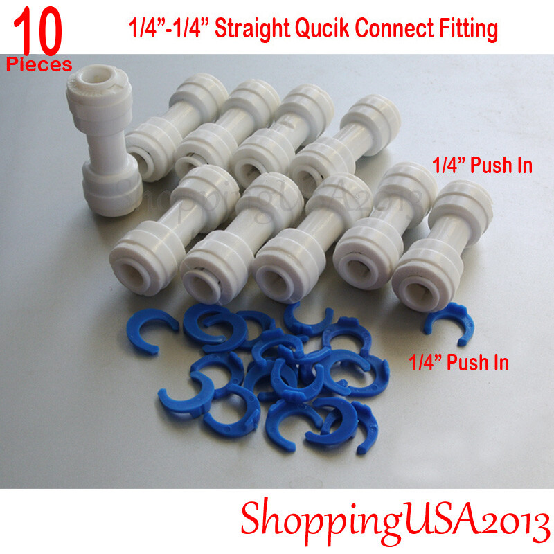 10 Pcs 1/4-1/4" Quick Connect Push In Connector Fittings Water Filter System gallery