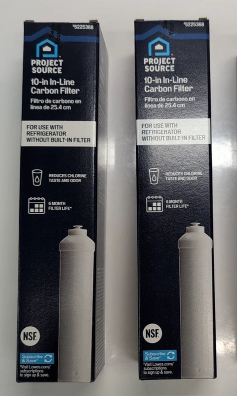 2 Pack Project Source 10 In In-Line Carbon refrigerator Filter 5225368 1/4″