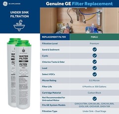 GE Under Sink Filtration System Water Filter, GXK255TBN FQK2J fit FQSLF FQSVF
