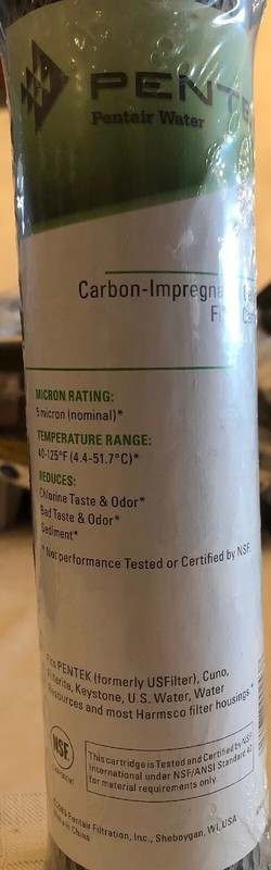 PENTAIR/PENTEK Carbon Cartridge,5 gpm,5 Mic, 155002-43