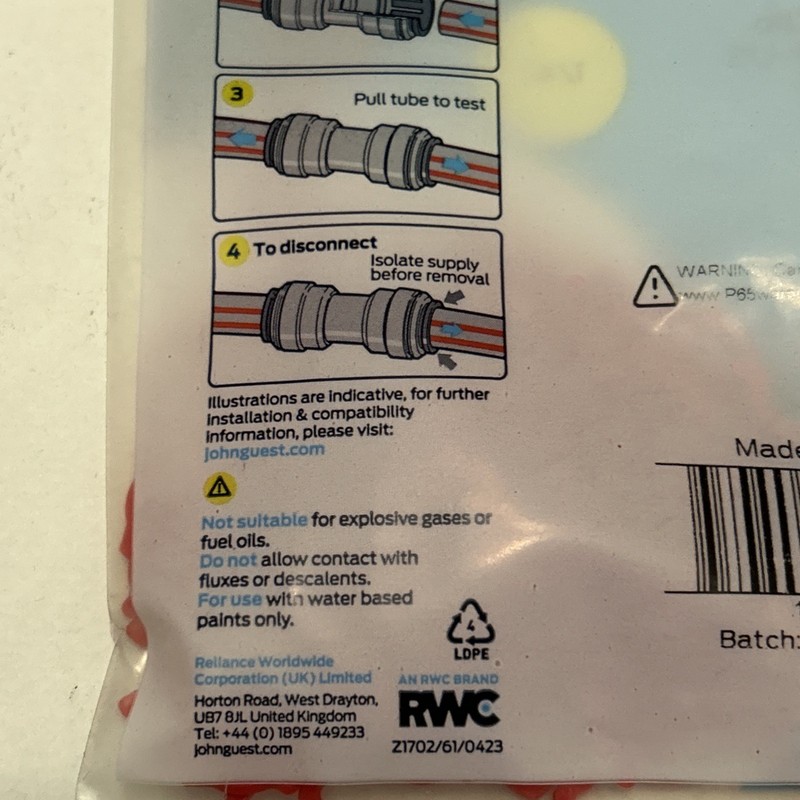 John Guest PIC1808R-US 1/4 “ Tube Red Plastic Locking Clip 100 Pk gallery