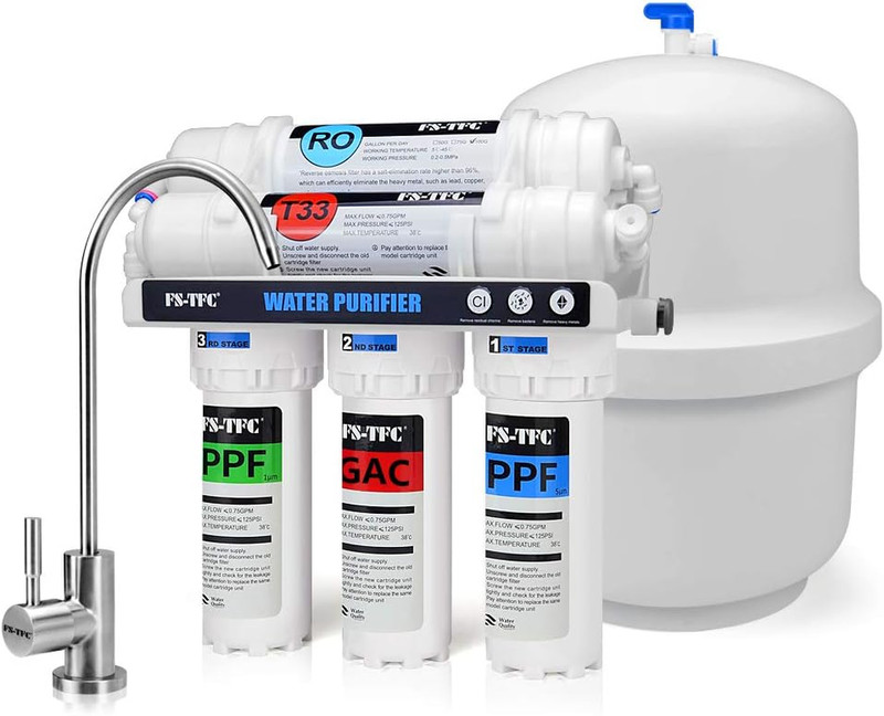 FS-TFC 5-Stage Reverse Osmosis Water Filtration System 100GPD Fast Flow plus Ext