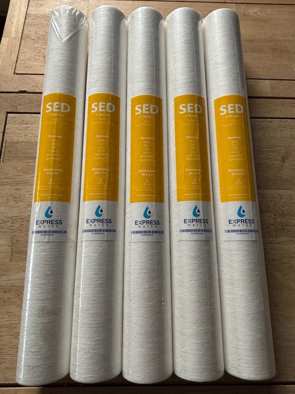 Express Water SED 5 Micron Water Filters- 100% Polypropylene 20″ x 2.5″ – 5 Pack