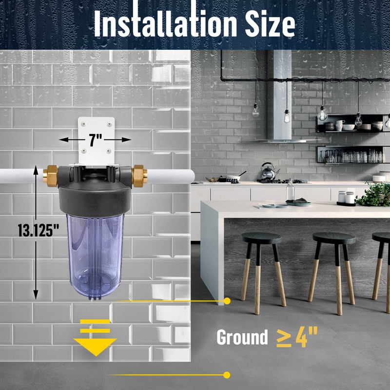 1 Transparent High Capacity 10 x 4.5” Whole House Filter System 1” Brass Port gallery
