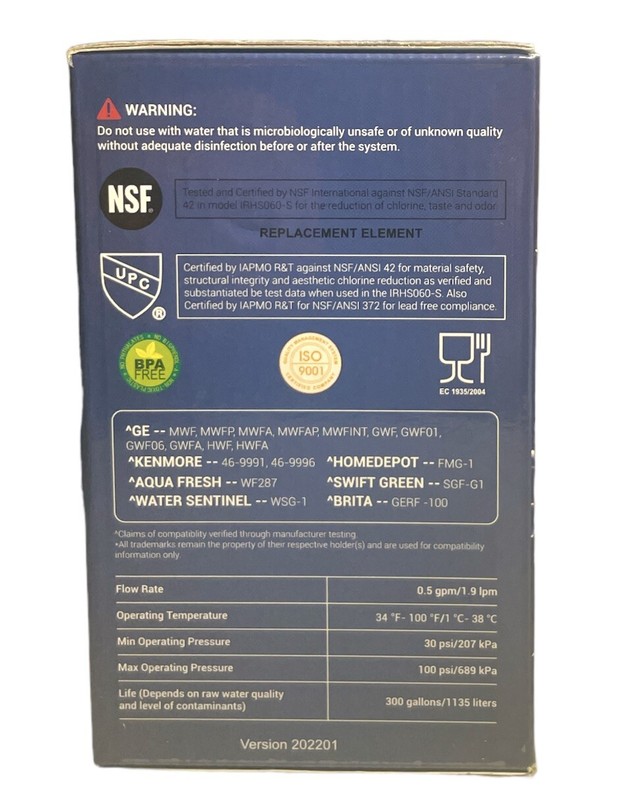 iR Rhodesy Refrigerator Water Filter Replacement For GE Filter No. IRHS060 NIB gallery