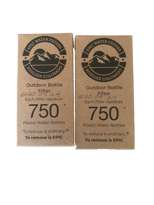 Lot of 2 Epic Water Filters Bottle Outdoor Filter 750 Removes 99% Contaminants