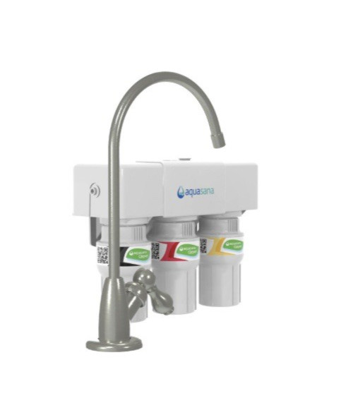 New Aquasana Under Sink 3-Stage H2O Filter System Brushed Nickel AQ-5300 NIB