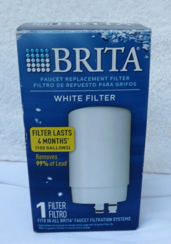 NEW BRITA FAUCET REPLACEMENT FILTER #1 WHITE 4 MONTHS 100 GALLON CLEAN WATER