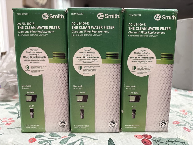 3 AO Smith AO-US-100-R The Clean Water Filter Claryum Filter Replacement Sealed!