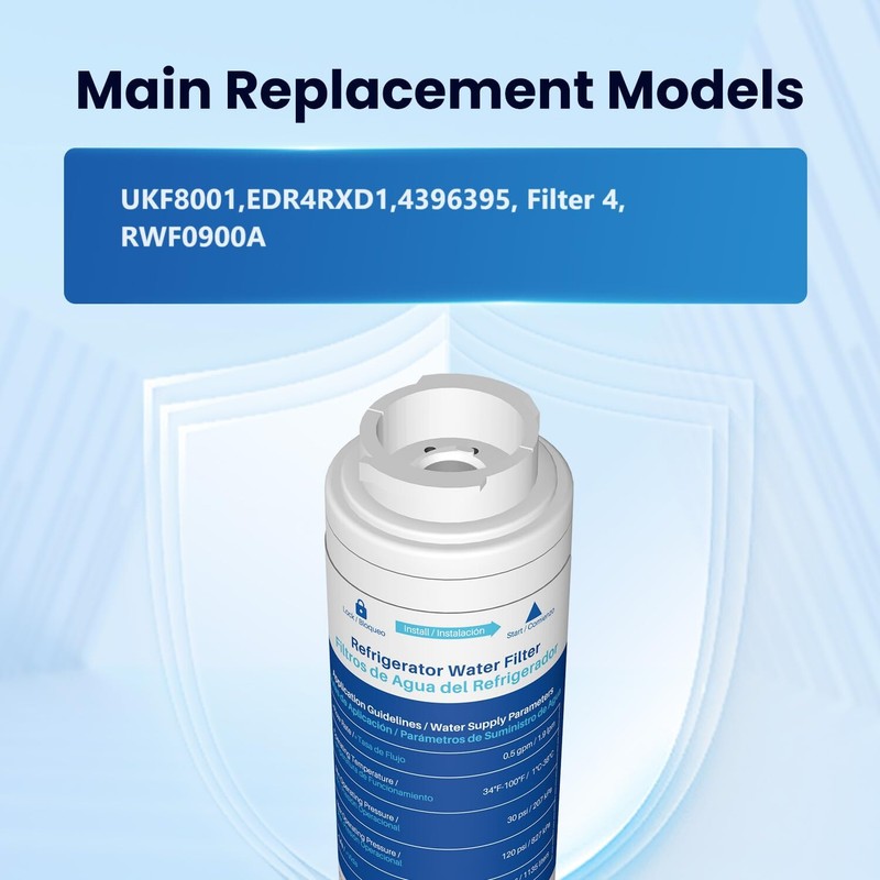 RWF0900A Refrigerator Water Filter Replacement for 4396395, MAYTAG UKF8001,3PACK gallery
