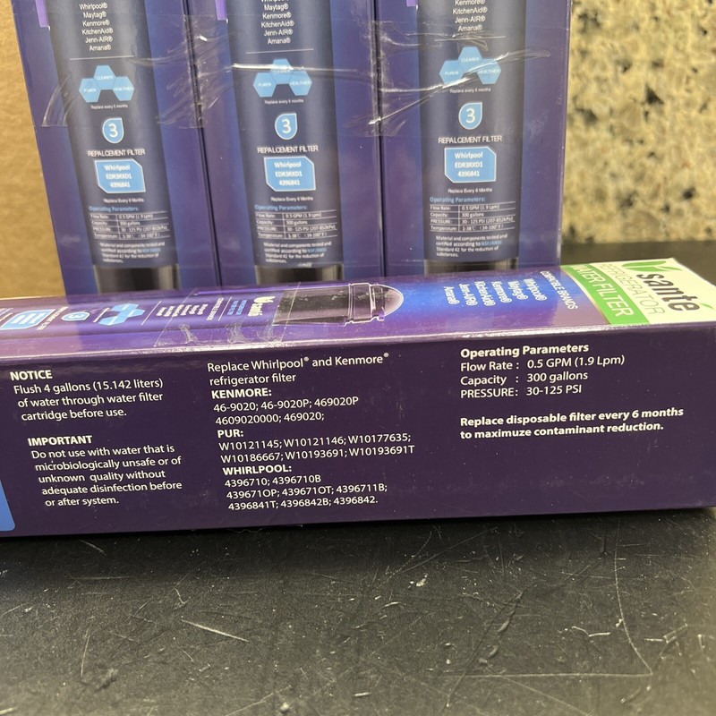 4 Pack Sante Model 3 Refrigerator Replacement Water Filter Fits Kenmore 46-9020 gallery