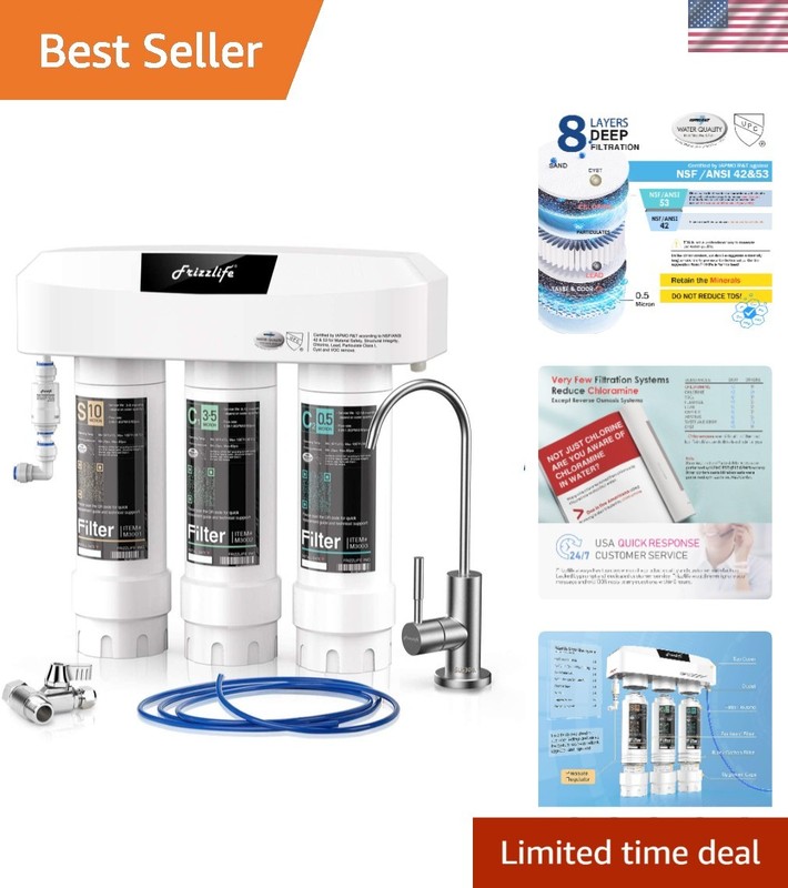 Under Sink Water Filter System with Brushed Nickel Faucet 8 Stage Filtration