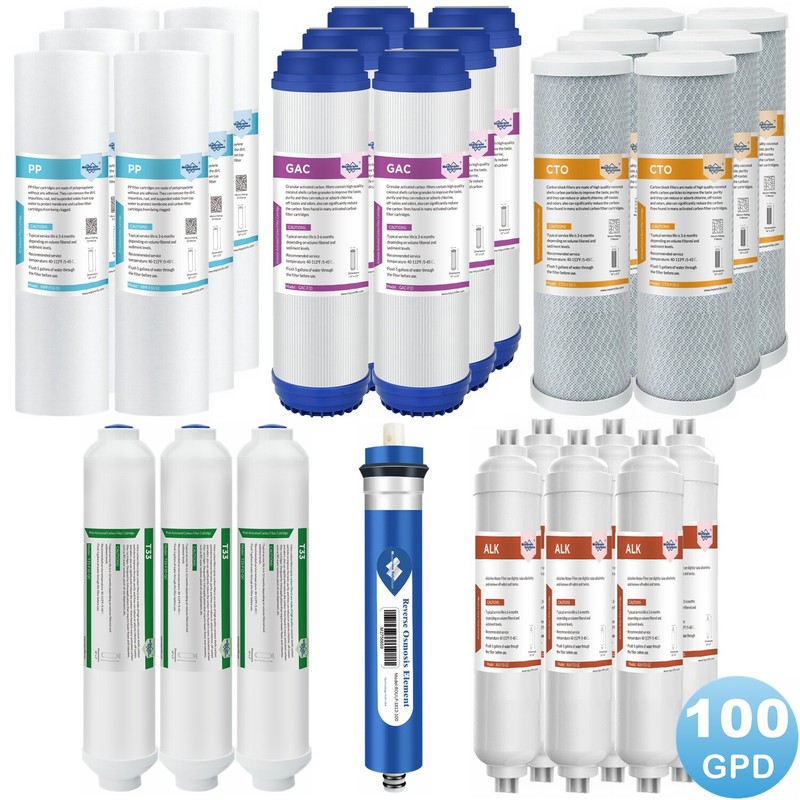 6-Stage 100 GPD RO Alkaline Mineral Drinking Reverse Osmosis System Water Filter