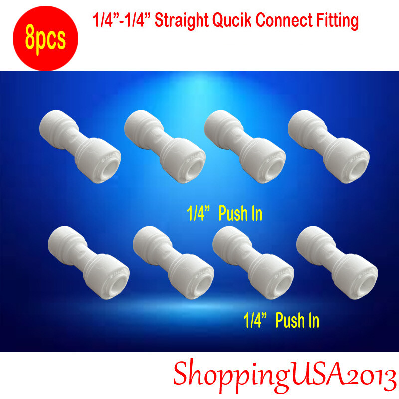 8 Pcs Water Filter Connector Fitting Quick Connect Thread Push In 1/4″ 3/8″ BSP