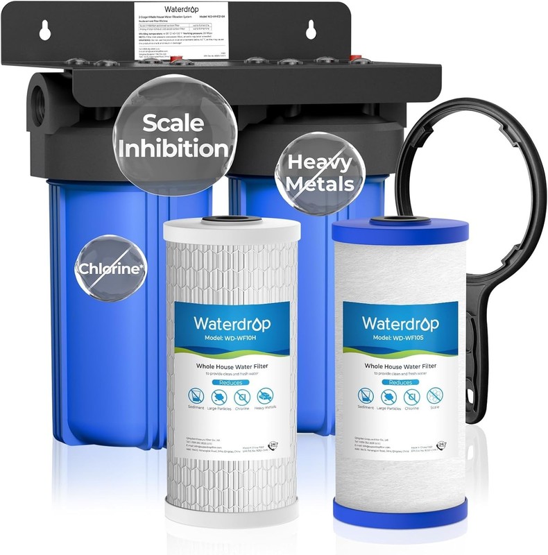 Waterdrop 2 Stage Whole House Water Filter System, Highly Reduce Iron, 5-Stage