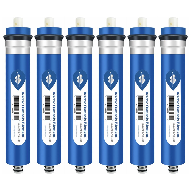 6 Pack 50/75 GPD RO Membrane Reverse Osmosis System Water Filter 1812 Cartridges