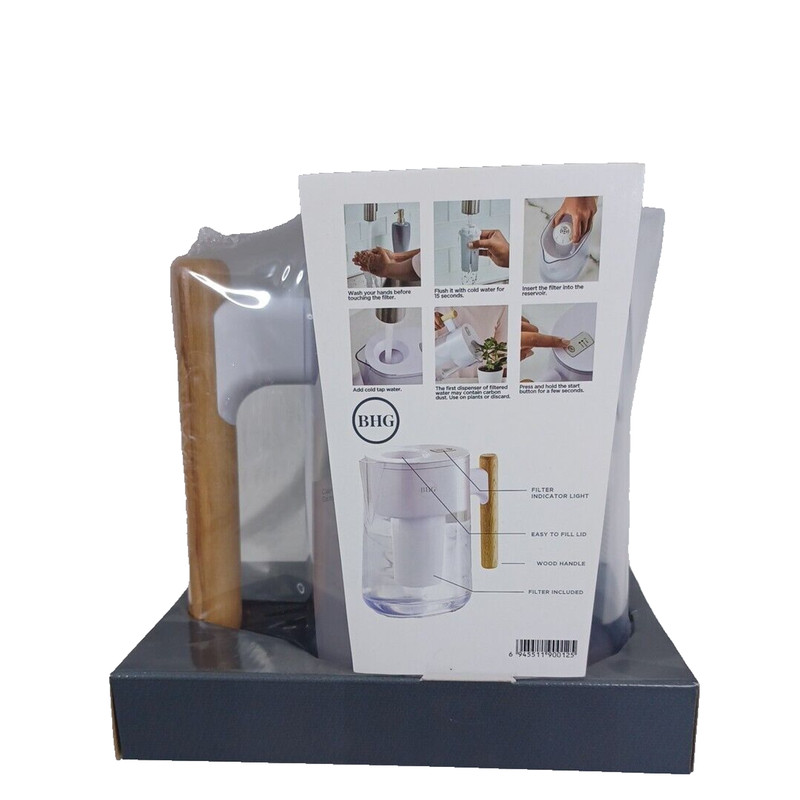 BHG Filter Water Pitcher 7 cups capacity white with woodgrain finish gallery