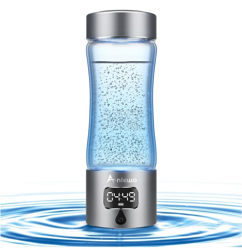 Anlewo Hydrogen Water Bottle Generator SPE/PEM Tech 5000PPB Ionizer Machine Grey