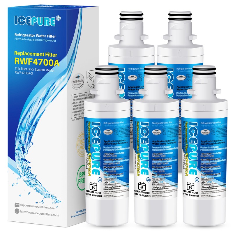 ICEPURE Fit For LG LT1000P ADQ747935 46-9980, 9980 Water Filter Cartridge 5 PACK