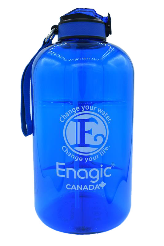 Enagic Kangen Leveluk Sports Water Bottle One Gallon Silk Screened Blue NEW