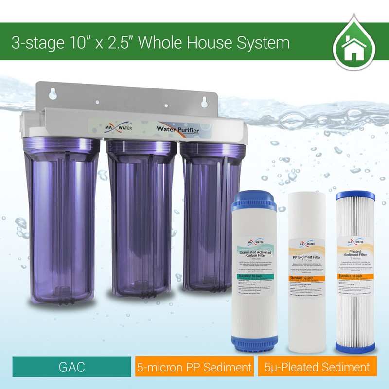 Max Water All Clear 3 Stage Whole house Home water filter Sediment Carbon Filter