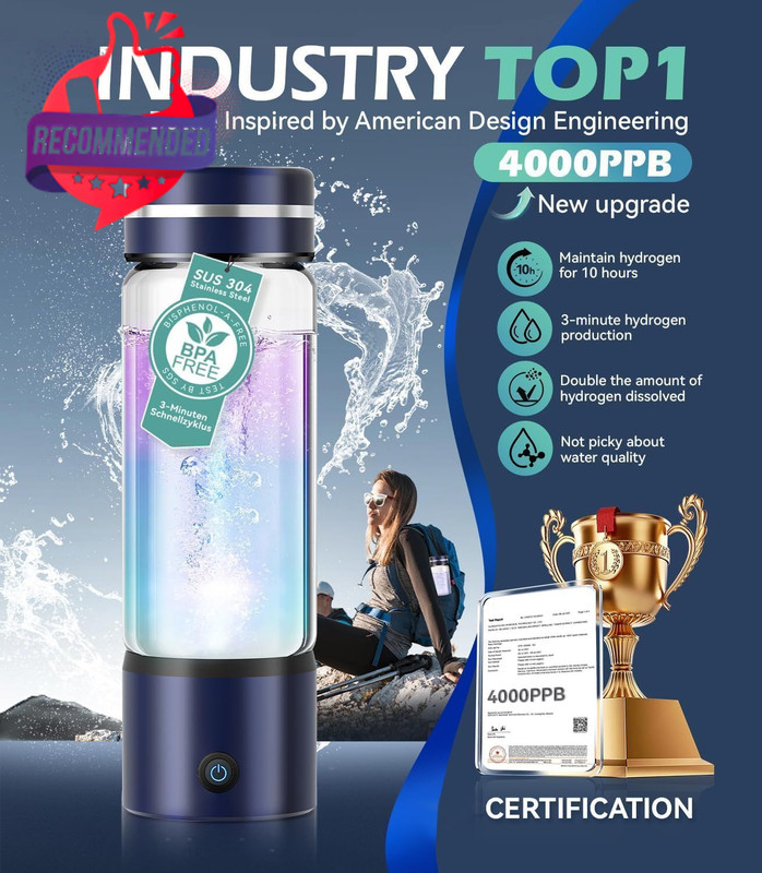 4000PPB HYDROGEN WATER BOTTLE GENERATOR — HIGH CONCENTRATION SPE PEM IONIZER gallery