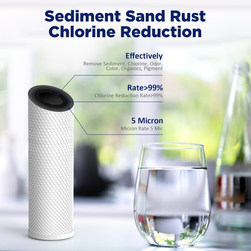 1-10 Pack 5 Micron 10" x 4.5" CTO Carbon Block Water Filter Purifier Whole House gallery