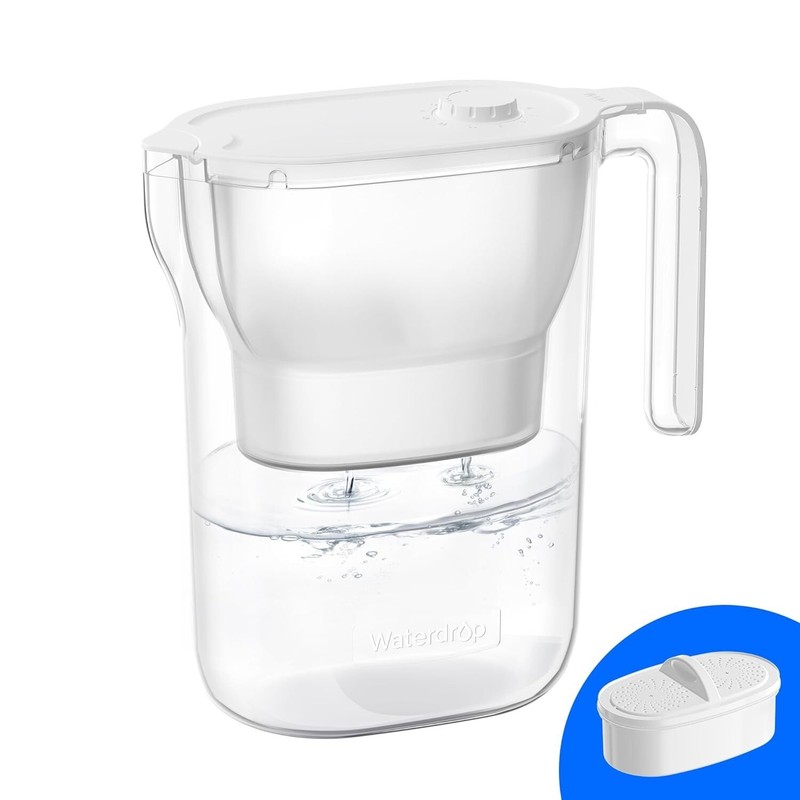 Waterdrop 200-Gallon Long-Life Water Filter Pitcher, NSF Certified,7-Cup, White