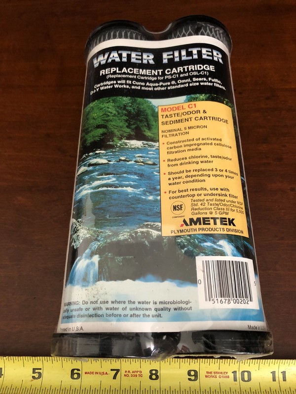 4 AMETEK WATER FILTER CARTRIDGES C1 TASTE CHARCOAL SEDIMENT 5 MICRON 2.5"X10" gallery
