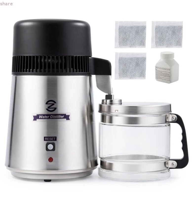CO-Z 4L Brushed Stainless Steel Countertop Distiller Machine, Stainless Steel 4L