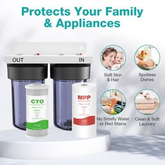 2Stage Whole House Water Filter System Spin Down Sediment Filter Home Filtration