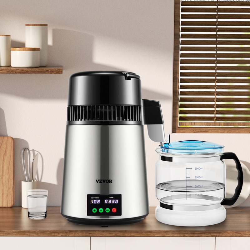 VEVOR 4L Water Distiller 1L/H Distilled Water Maker Timing & Temp Display Silver gallery
