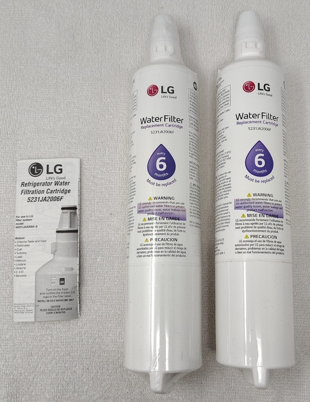 Pair Genuine LG Refrigerator Water Filter Cartridges LT600 / LT600P