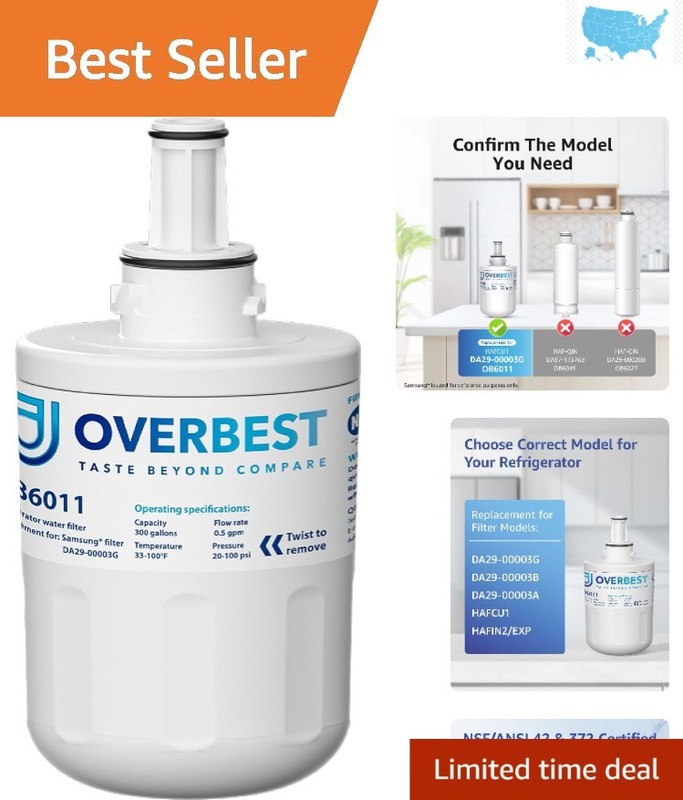 Overbest OB6011 Refrigerator Water Filter: NSF Certified for Samsung Models